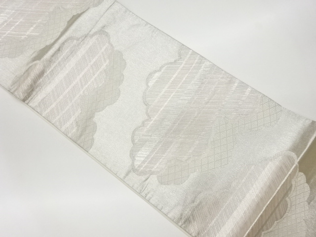 JAPANESE KIMONO / VINTAGE FUKURO OBI / WOVEN RHOMBUS & STRIPE WITH CLOUD